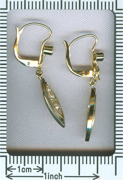 Two tone white and yellow gold estate earrings from the Interbellum